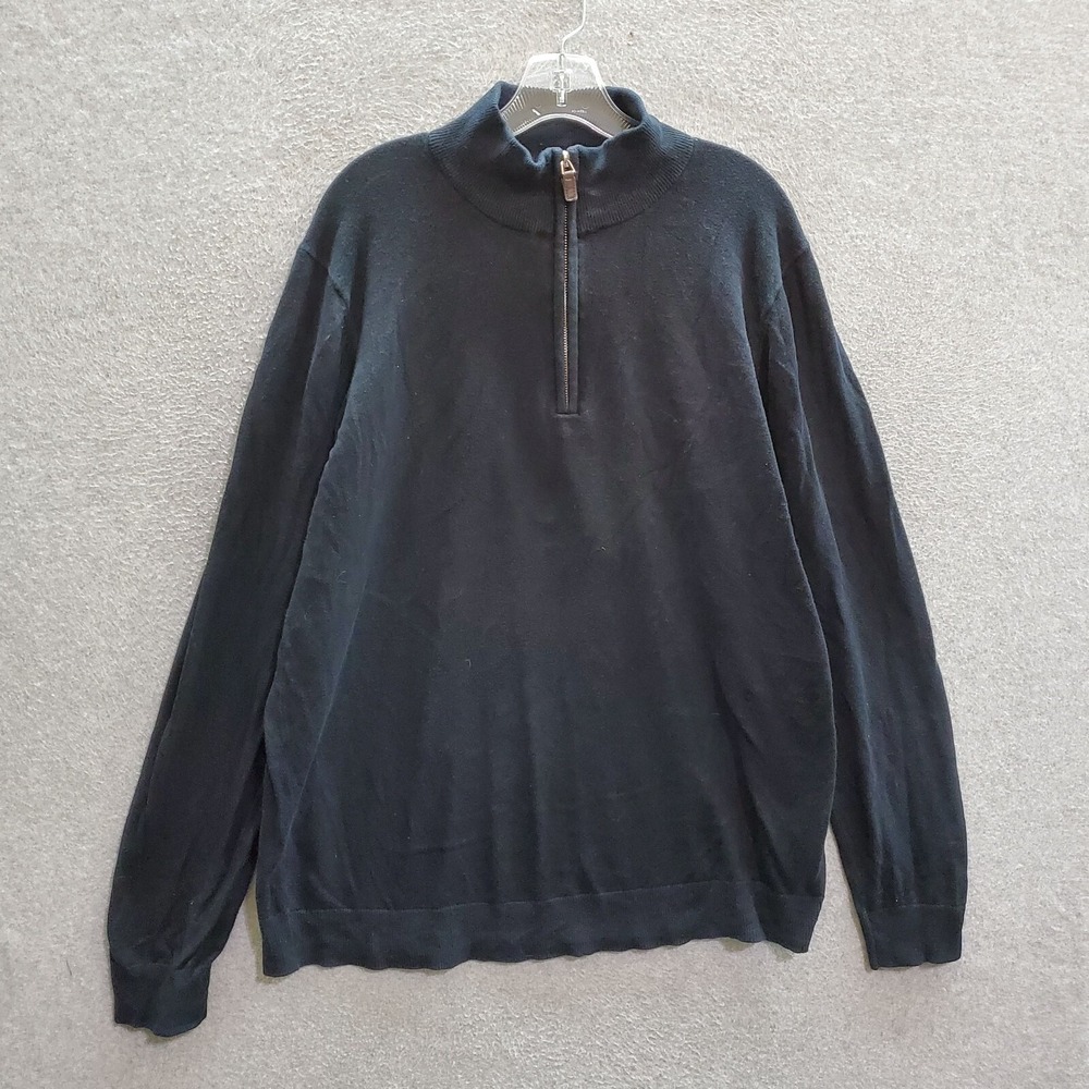Foundry Men Sweater XLT Black‎ 1/2 Zip Long Sleeve Mock Neck Pullover Casual